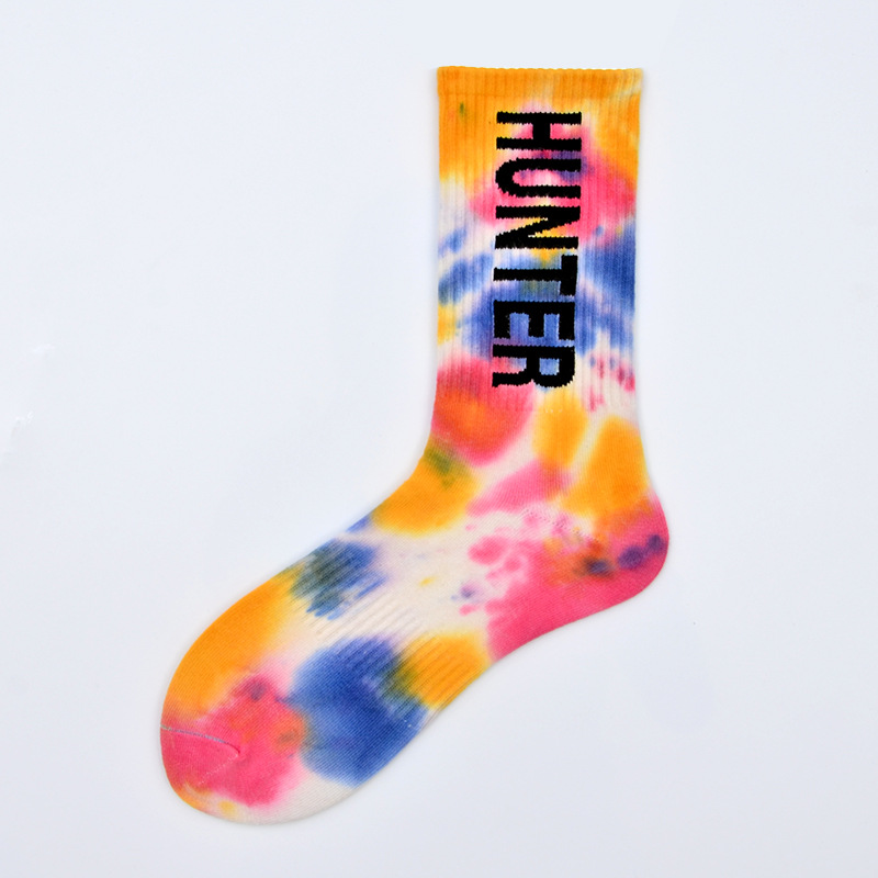 Letters Words Tie Dye Crew Socks For Men Women Letters Tide Socks